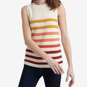 Lucky Brand Womens Ivory Knit Ombre Striped Tank Top Sweater